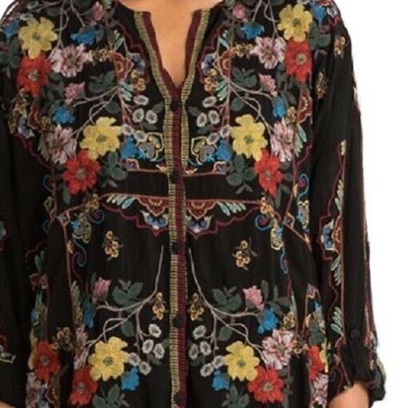 Johnny Was Cabo long sleeve button down embroidered floral tribal blouse jacket - Picture 6 of 6